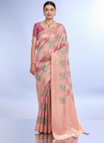 Cotton Pink Peach Daily Wear Weaving Saree